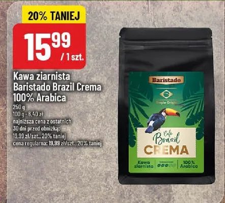 Kawa ziarnista Baristado Brazil Crema 100% Arabica promocja w POLOmarket