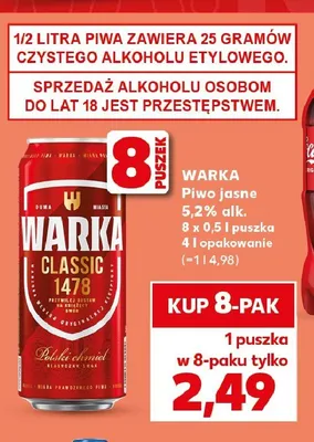 Piwo jasne Warka Classic 8-pak promocja w Kaufland