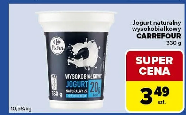 Jogurt naturalny wysokobiałkowy Carrefour promocja w Carrefour Express