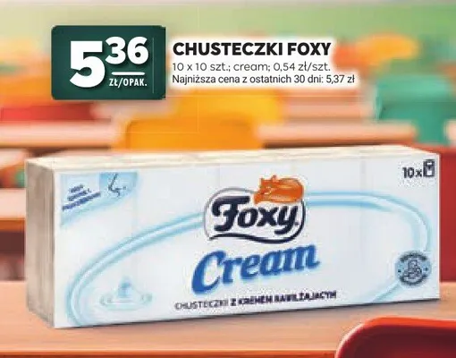 Chusteczki higieniczne Foxy Cream 10-pak promocja w Stokrotka