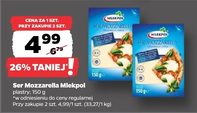 Ser mozzarella Mlekpol promocja w Netto