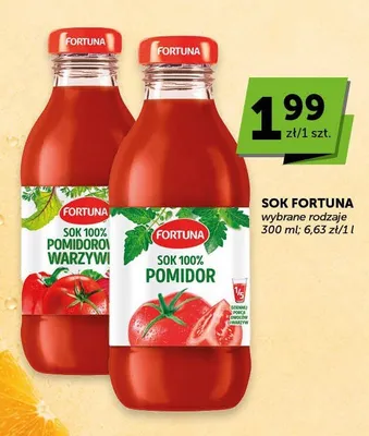Sok 100% pomidorowo-warzywny Fortuna promocja w Groszek
