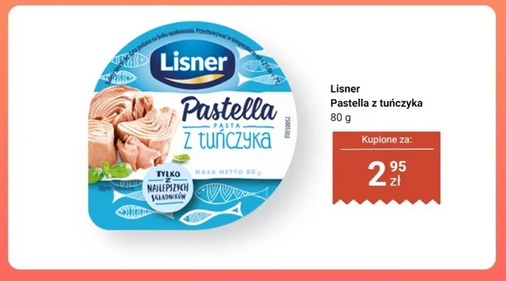 Pasta z tuńczyka Lisner Pastella promocja w Dino