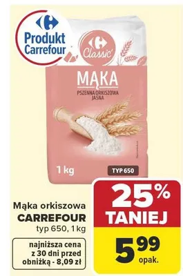 Mąka orkiszowa typ 650 promocja w Carrefour Market