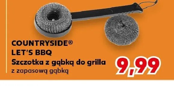 Szczotka z gąbką do grilla z zapasową gąbką COUNTRYSIDE LET'S BBQ promocja w Kaufland