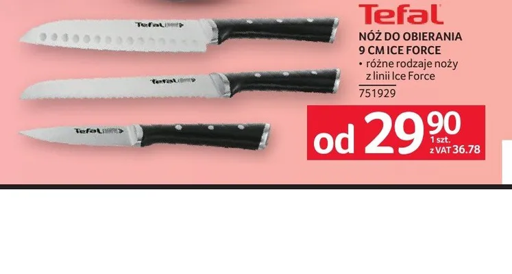 Nóż do obierania 9cm Ice Force Tefal promocja w Selgros