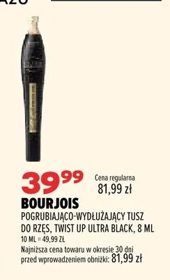 Pogrubiająco-wydłużający tusz do rzęs Twist Up Ultra Black Bourjois promocja w Drogerie Natura