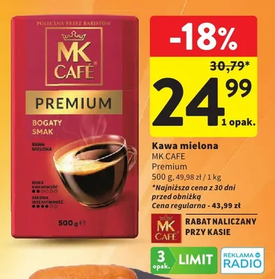 Kawa mielona MK CAFE Premium promocja w Intermarche
