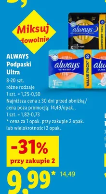 Podpaski Ultra Always promocja w Lidl