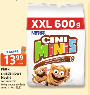 Płatki śniadaniowe Nestlé Cini Minis promocja w Leclerc