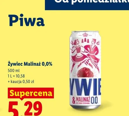 Piwo bezalkoholowe Żywiec Malinaż 0,0% promocja w Lidl