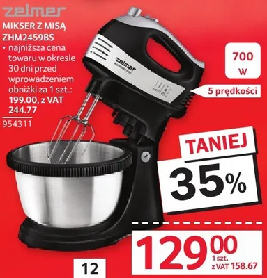 Mikser z misą ZHM2459BS 5 prędkości promocja w Selgros