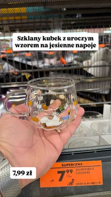Szklany kubek ze złoceniem promocja w Biedronka