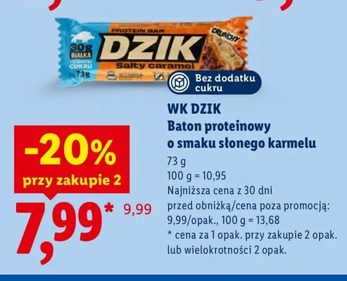 Baton proteinowy o smaku słonego karmelu WK Dzik promocja w Lidl