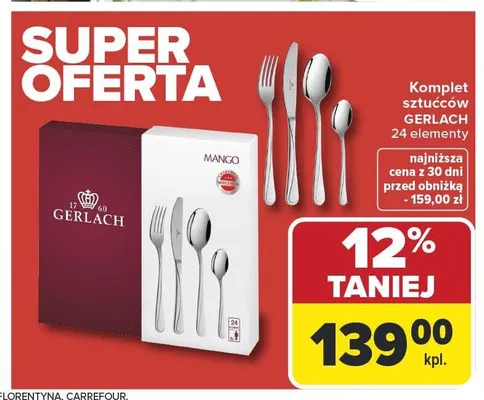 Komplet sztućców GERLACH MANGO 24 elementy promocja w Carrefour