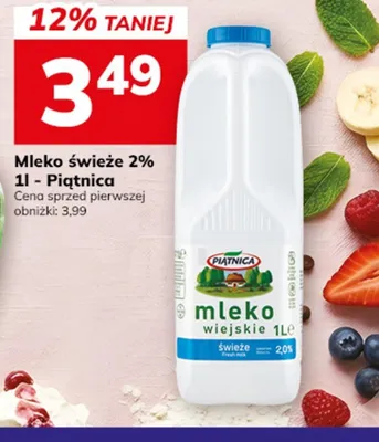 Mleko świeże 2% Piątnica promocja w Hitpol