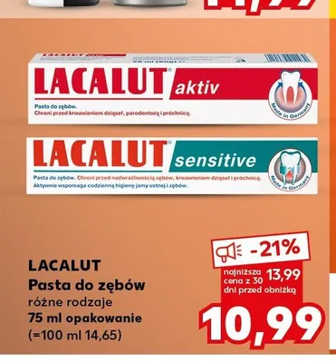 Pasta do zębów Lacalut aktiv promocja w Kaufland