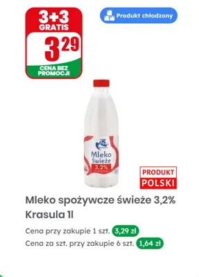 Mleko spożywcze świeże 3,2% promocja w Dino