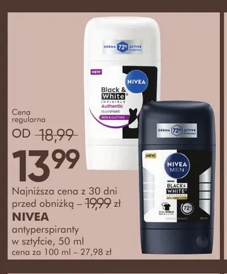 Antyperspirant w sztyfcie Black & White Invisible Authentic Nivea promocja w Super-Pharm