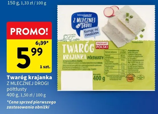 Twaróg krajanka Z Mlecznej Drogi półtłusty promocja w Intermarche