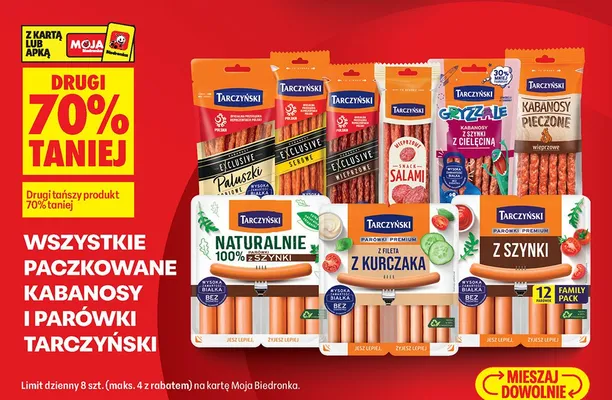 Wszystkie kabanosy Exclusive Paluszki DRUGIE -70% promocja w Biedronka