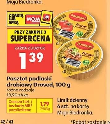 Pasztet podlaski drobiowy Drosed promocja w Biedronka