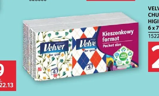 Chusteczki higieniczne Velvet Minis 6-pak promocja w Selgros