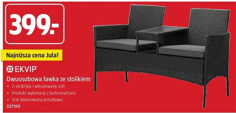Dwuosobowa ławka Ekvip ze stolikiem promocja w Jula