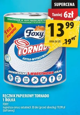 Ręcznik papierowy Tornado 1 rolka promocja w Arhelan