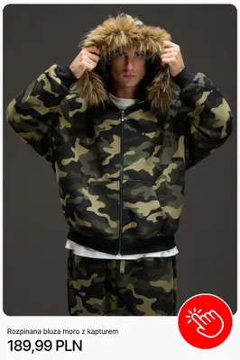 Rozpinana bluza moro z kapturem Cropp promocja w Cropp