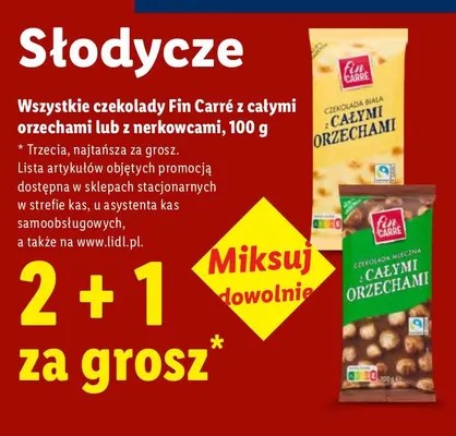 Czekolada mleczna z całymi orzechami Fin Carré promocja w Lidl