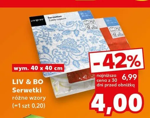 Serwetki papierowe Liv & Bo 20-pak promocja w Kaufland