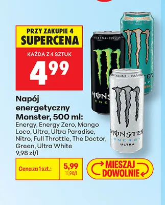 Napój energetyczny Monster Energy Zero promocja w Biedronka