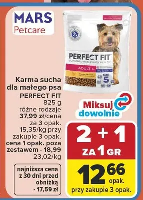Karma sucha dla małego psa Perfect Fit promocja w Carrefour Market
