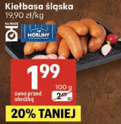 Kiełbasa śląska promocja w Delikatesy Centrum