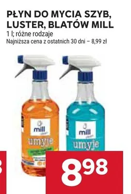 Płyn do mycia szyb, luster, glazury Mill promocja w Stokrotka