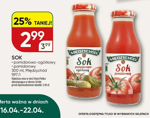 Sok pomidorowo-ogórkowy promocja w Chata Polska