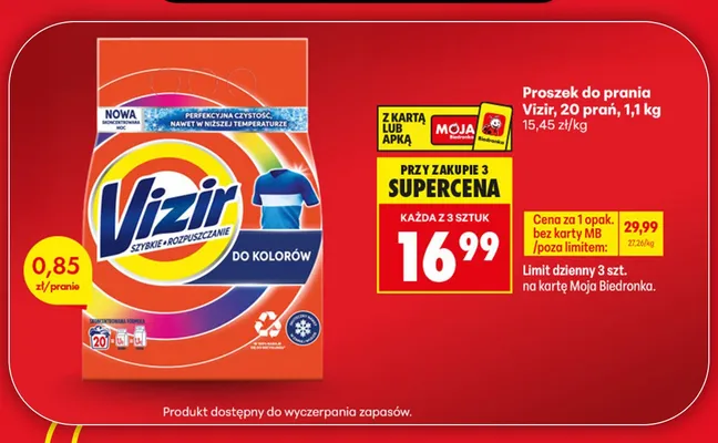 Proszek do prania Vizir do kolorów 20 prań promocja w Biedronka