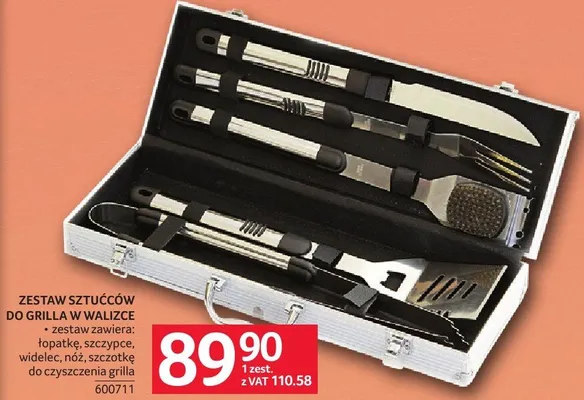 Zestaw sztućców do grilla w walizce promocja w Selgros