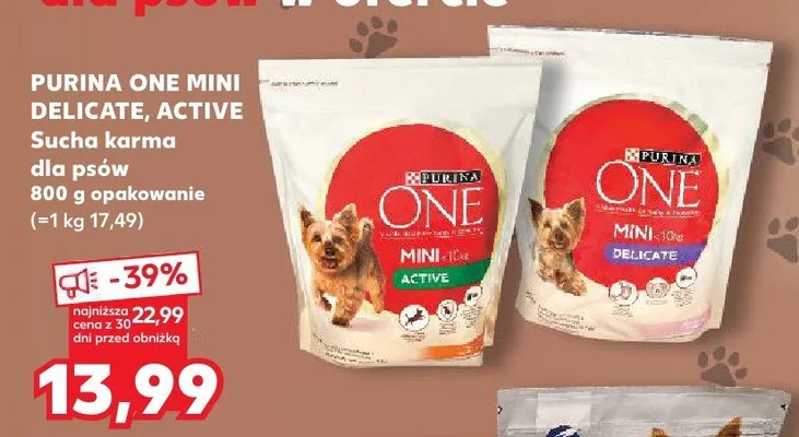 Sucha karma dla psów Purina ONE Mini Active promocja w Kaufland