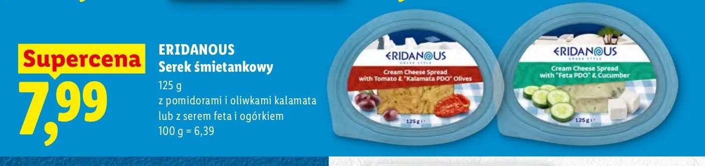 Serek śmietankowy z serem feta i ogórkiem Eridanous promocja w Lidl