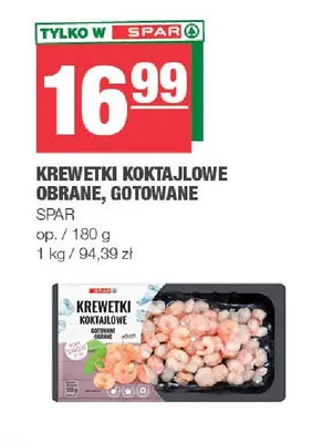 Krewetki koktajlowe obrane gotowane Spar promocja w SPAR