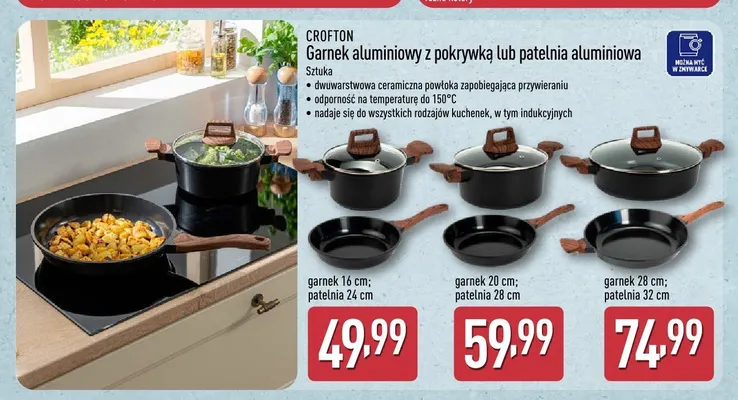 Patelnia aluminiowa Crofton 24 cm promocja w Aldi