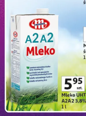 Mleko UHT pierwotne Mlekovita A2A2 3,8% promocja w Auchan