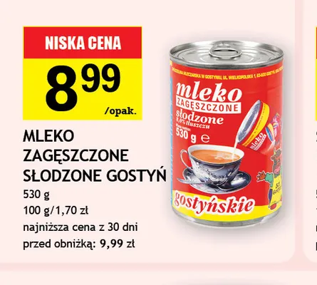 Mleko zagęszczone słodzone Gostyń promocja w Gram Market