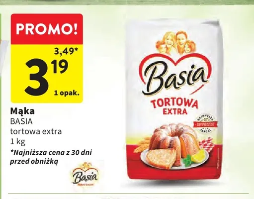 Mąka tortowa extra Basia promocja w Intermarche