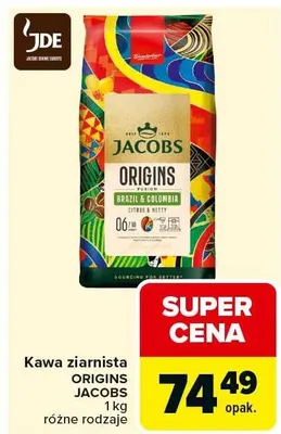 Kawa ziarnista Origins Brasil & Colombia promocja w Carrefour Market