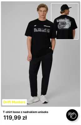T-shirt loose z nadrukiem uniseks 4F Drift Masters promocja w 4F