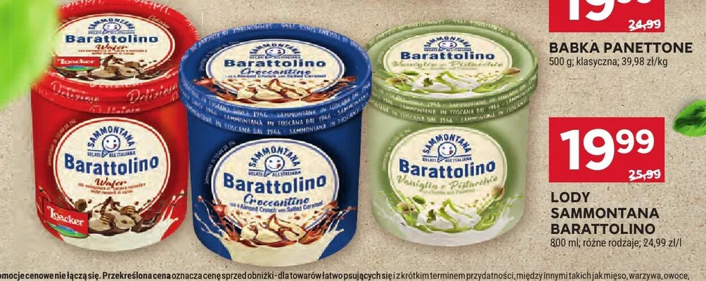 Lody Sammontana Barattolino Wafer promocja w Stokrotka