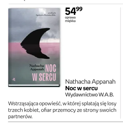 Książka Nathacha Appanah Noc w sercu Wydawnictwo W.A.B. promocja w Empik